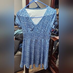 Blue Dress With White Flowers.